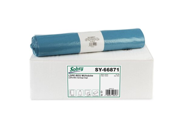 LDPE-Regenerat M&uuml;lls&auml;cke, blau, Typ 60, 120 l, 700 x 1100 mm