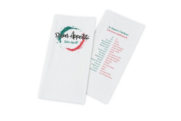 Servietten "Buon Appetito", 40 x 40 cm, 2-lagig, 1/8-Buchfalz, 4 x 250 St&uuml;ck