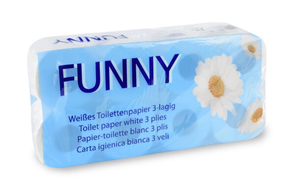 Toilettenpapier, 3-lagig, wei&szlig;, Zellstoff, 150 Blatt, 12 x 8 Rollen