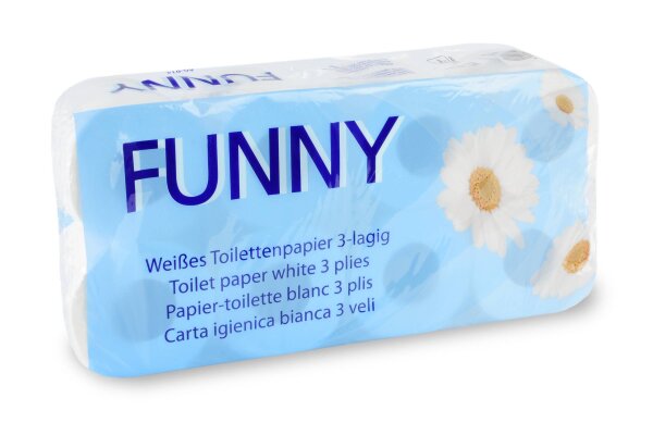 Toilettenpapier, 3-lagig, wei&szlig;, Zellstoff, 250 Blatt, 9 x 8 Rollen