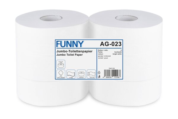 Jumbo-Toilettenpapier, 2-lagig, wei&szlig;, Zellstoff, &Oslash; 28 cm, 6 Rollen