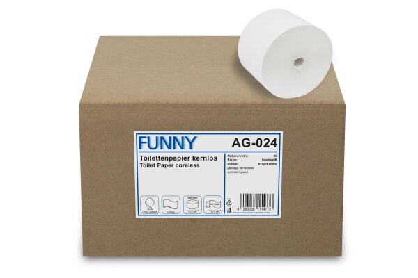 Toilettenpapier kernlos, 2-lagig, wei&szlig;, Zellstoff, 900 Blatt, &Oslash; 13 cm, 36 Rollen