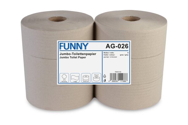 Jumbo-Toilettenpapier, 1-lagig, recycling grau, &Oslash; 25 cm, 6 Rollen