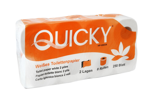 Toilettenpapier, 2-lagig, wei&szlig;, Zellstoff, 250 Blatt, 8 x 8 Rollen
