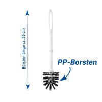 WC-Garnitur, wei&szlig;, mit wei&szlig;em Kunststoffstiel und schwarzem B&uuml;rstenkopf