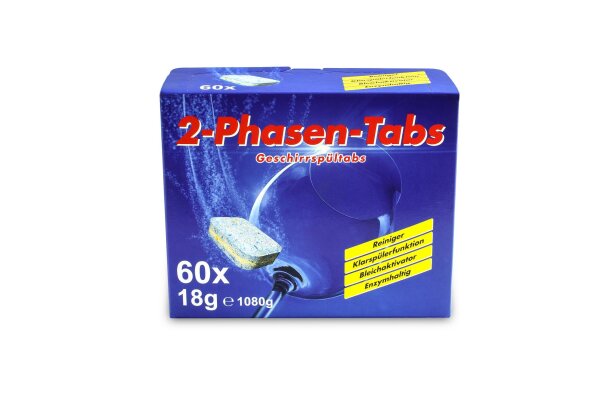 Sp&uuml;lmaschinentabs, 2 Phasen, Reiniger & Klarsp&uuml;ler, 18 g, 60 St&uuml;ck