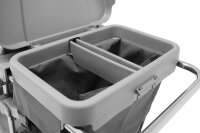 Reinigungswagen mit 4 x 5 l und 2 x 18 l Eimer, Moppresse, Mophalter + Ablage, Utensilbeh&auml;lter
