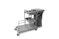 Reinigungswagen mit 4 x 5 l und 2 x 18 l Eimer, Moppresse, Mophalter + Ablage, Utensilbeh&auml;lter