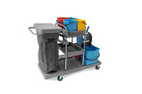 Reinigungswagen mit 4 x 5 l und 2 x 18 l Eimer, Moppresse, Mophalter + Ablage, Utensilbeh&auml;lter