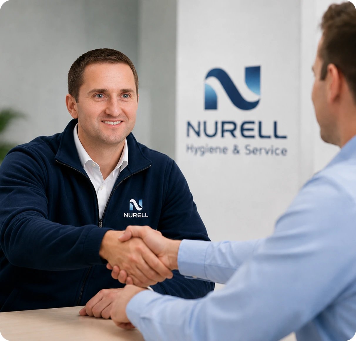 Handschlag mit einem Kunden im Büro von Nurell